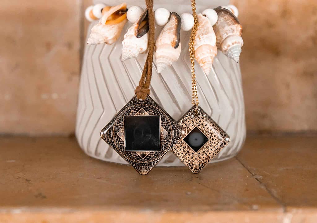 Side-by-side comparison of Aires Go and Aires Flex EMF protection devices—wearable vs. portable solutions for reducing electromagnetic radiation exposure.